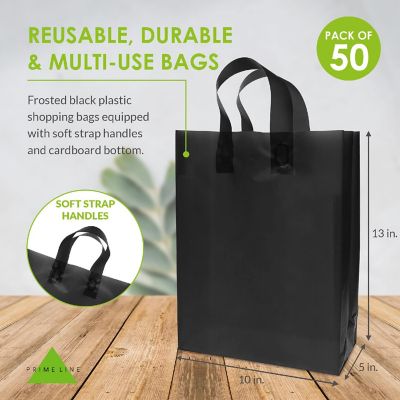 Prime Line Packaging- Plastic Bags with Handles - 10x5x13 Inch 50 Pack Image 2