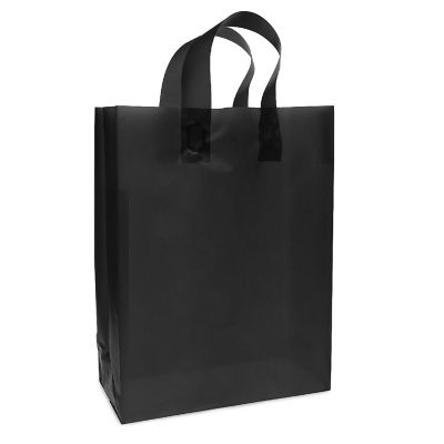 Prime Line Packaging Plastic Gift Bags, Black Gift Bags with Handles, Favor Bags 10x5x13 100 Pack Image 2