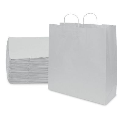 Prime Line Packaging White Paper Bags, Extra Large Shopping Bags with Handles 18x7x18.75 100 Pack Image 1