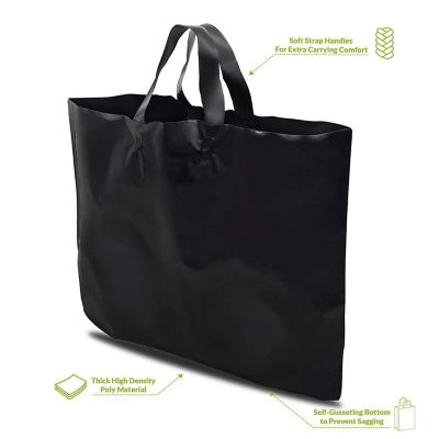 Prime Line Packaging- White Plastic Shopping Bags with Handles for All Occasions 50 Pack 19.5x15x4 Image 2