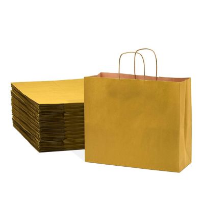 Prime Line Packaging- Yellow Gift Bags - 16x6x12 Inch 100 Pack Image 1