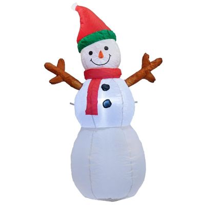 ProductWorks Candy Cane Lane Inflatable Snowman Outdoor Holiday Display- 7-Foot Image 1