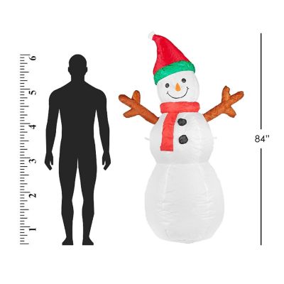 ProductWorks Candy Cane Lane Inflatable Snowman Outdoor Holiday Display- 7-Foot Image 2