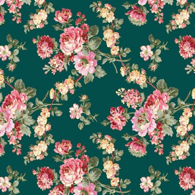 Promise Me Grandiflora Flowers Green by Pat Sloan Cotton Fabric Benartex BTY Image 1