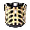 Punched Metal Candle Holder with Rattan Design (Set of 2) Image 1