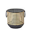 Punched Metal Candle Holder with Rattan Design (Set of 2) Image 2