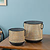 Punched Metal Candle Holder with Rattan Design (Set of 2) Image 3