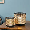 Punched Metal Candle Holder with Rattan Design (Set of 2) Image 4