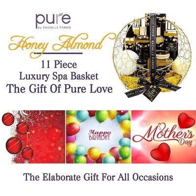 Pure Parker - Sensational Honey Almond 12-Piece Relaxing Spa Gift Basket for Bath and Body Image 2