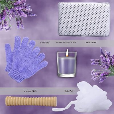 Purelis XL Lavender & Jasmine Bath Gifts Spa Basket with Bath Pillow Image 2
