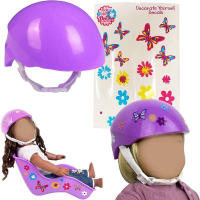 Purple Bike Helmet for 18" Dolls - Includes Doll Bicycle Helmet w Decorative Decal Stickers Accessory Image 1