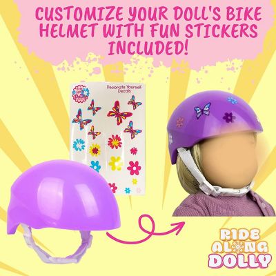 Purple Bike Helmet for 18" Dolls - Includes Doll Bicycle Helmet w Decorative Decal Stickers Accessory Image 1