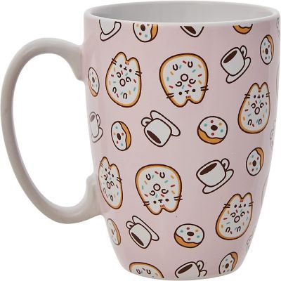 Pusheen Pink Donuts & Coffee 12oz Stoneware Mug Image 1