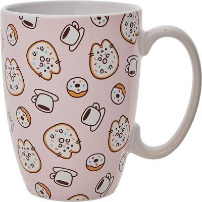 Pusheen Pink Donuts & Coffee 12oz Stoneware Mug Image 1