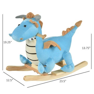 Qaba Plush Rocking Horse Dinosaur w/Sounds 18-36mo Blue Image 2