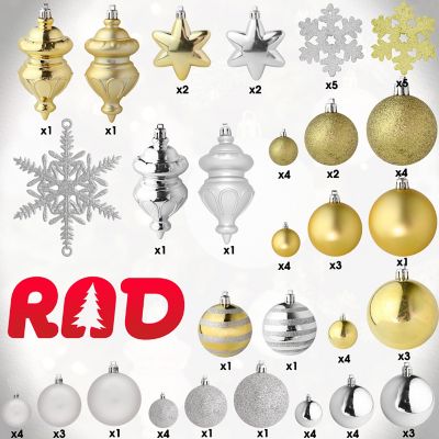 R N' D Toys Christmas Snowflake Ball Ornaments with Hooks Gold & Silver 76 Pieces Image 3
