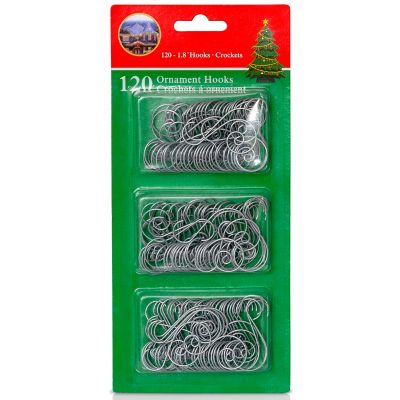 R N' D Toys Christmas Tree Ornament Hooks - Metal Wire Hangers - Silver - 120 Pack Image 3
