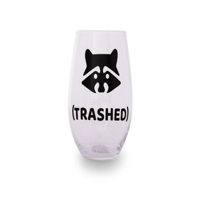 Raccoon "Trashed" Stemless Wine Glass  Holds 20 Ounces Image 1