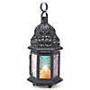 Rainbow Moroccan Style Candle Lantern 10.25" Tall Image 1