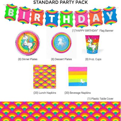 Rainbow Unicorn Birthday Party Supplies Pack  66 Pieces  Serves 8 Guests Image 1