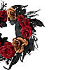 Red and Gold Roses with Black Foliage Halloween Wreath  22-Inch  Unlit Image 2
