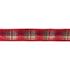 Red And Green Plaid 2.5" X 10 Yds. Ribbon (Set Of 2) Wired Polyester Image 1