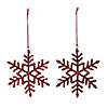 Red Jeweled Metal Snowflake Ornament (Set Of 12) 5.5"H Iron/Glass Image 1