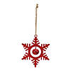 Red Metal Snowflake With Bell Ornament (Set Of 12) 6.5"H Iron Image 1