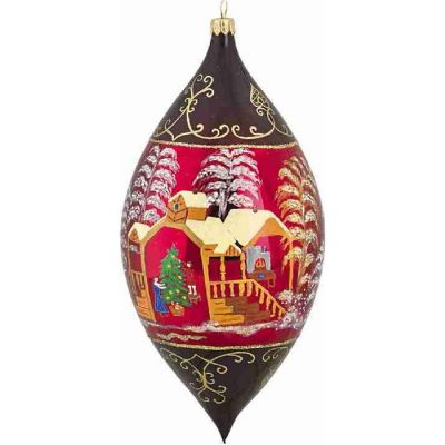 Red Russian Drop Polish Glass Christmas Ornament Image 1