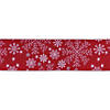 Red Snowflake 4" X 5 Yds. Ribbon Wired Polyester Image 1