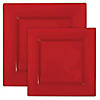 Red Square Plastic Plates Dinnerware Value Set (40 Dinner Plates + 40 Salad Plates) Image 1