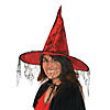Red Witch Hat with Black Spider Netting Image 1