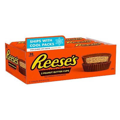 REESE'S Milk Chocolate Peanut Butter Cups Candy, Bulk, Halloween, 1.5 oz Packs (Case of 36) Image 1