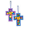 Religious Stained Glass Cross Ornament Craft Kit - Makes 12 Image 1