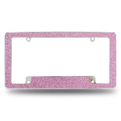 Rico Industries Light Pink Glitter All Over Automotive License Plate Frame for Car/Truck/SUV (12" x 6") Image 1