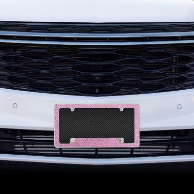 Rico Industries Light Pink Glitter All Over Automotive License Plate Frame for Car/Truck/SUV (12" x 6") Image 1