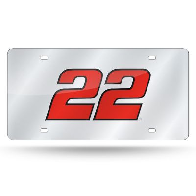 Rico Industries NASCAR Racing Joey Logano #22 12" x 6" Silver Laser Cut Tag For Car/Truck/SUV - Automobile D&#233;cor Image 1
