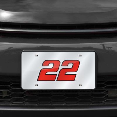 Rico Industries NASCAR Racing Joey Logano #22 12" x 6" Silver Laser Cut Tag For Car/Truck/SUV - Automobile D&#233;cor Image 1