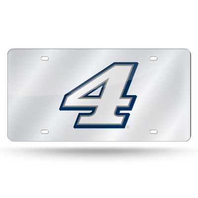 Rico Industries NASCAR Racing Kevin Harvick #4 12" x 6" Silver Laser Cut Tag For Car/Truck/SUV - Automobile D&#233;cor Image 1