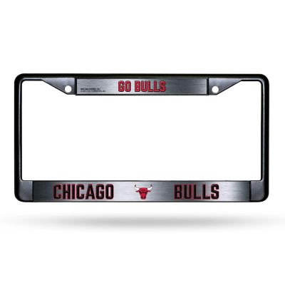 Rico Industries NBA Basketball Chicago Bulls Black Game Day Black Chrome Frame with Printed Inserts 12" x 6" Car/Truck Auto Accessory Image 1