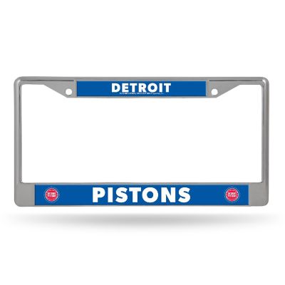 Rico Industries NBA Basketball Detroit Pistons  12" x 6" Chrome Frame With Decal Inserts - Car/Truck/SUV Automobile Accessory Image 1