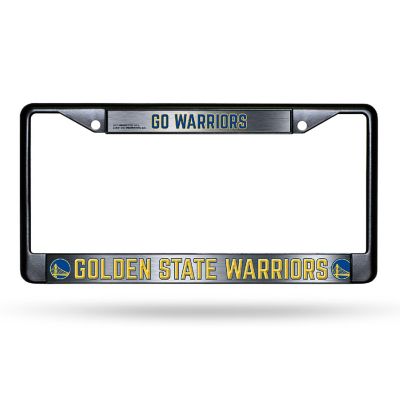 Rico Industries NBA Basketball Golden State Warriors Black Game Day Black Chrome Frame with Printed Inserts 12" x 6" Car/Truck Auto Accessory Image 1