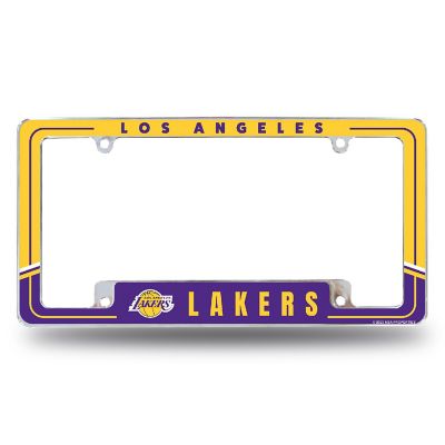 Rico Industries NBA Basketball Los Angeles Lakers Two-Tone 12" x 6" Chrome All Over Automotive License Plate Frame for Car/Truck/SUV Image 1