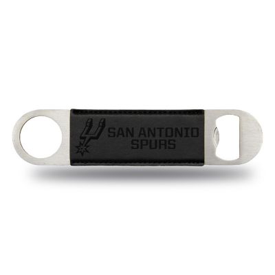 Rico Industries NBA Basketball San Antonio Spurs Black Faux Leather Laser Engraved Bar Blade - Great Beverage Accessory for Game Day Image 1