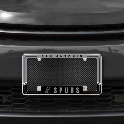 Rico Industries NBA Basketball San Antonio Spurs Two-Tone 12" x 6" Chrome All Over Automotive License Plate Frame for Car/Truck/SUV Image 1