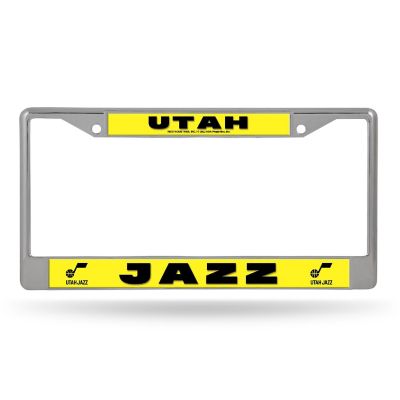 Rico Industries NBA Basketball Utah Jazz  12" x 6" Chrome Frame With Decal Inserts - Car/Truck/SUV Automobile Accessory Image 1