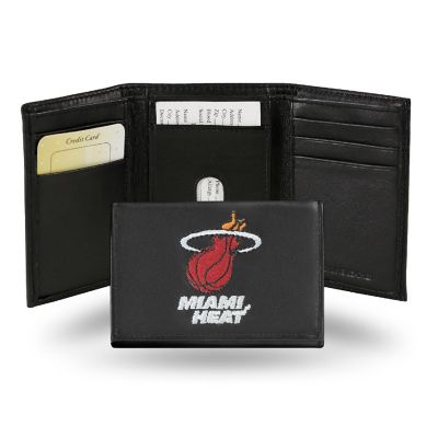 Rico Industries NBA Miami Heat Embroidered Genuine Leather Tri-fold Wallet 3.25" x 4.25" - Slim Image 1
