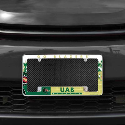Rico Industries NCAA  Alabama-Birmingham Blazers - UAB Primary 12" x 6" Chrome All Over Automotive License Plate Frame for Car/Truck/SUV Image 1