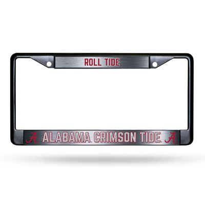 Rico Industries NCAA  Alabama Crimson Tide Game Day Black Chrome Frame with Printed Inserts 12" x 6" Car/Truck Auto Accessory Image 1