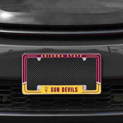 Rico Industries NCAA  Arizona State Sun Devils - ASU Two-Tone 12" x 6" Chrome All Over Automotive License Plate Frame for Car/Truck/SUV Image 1